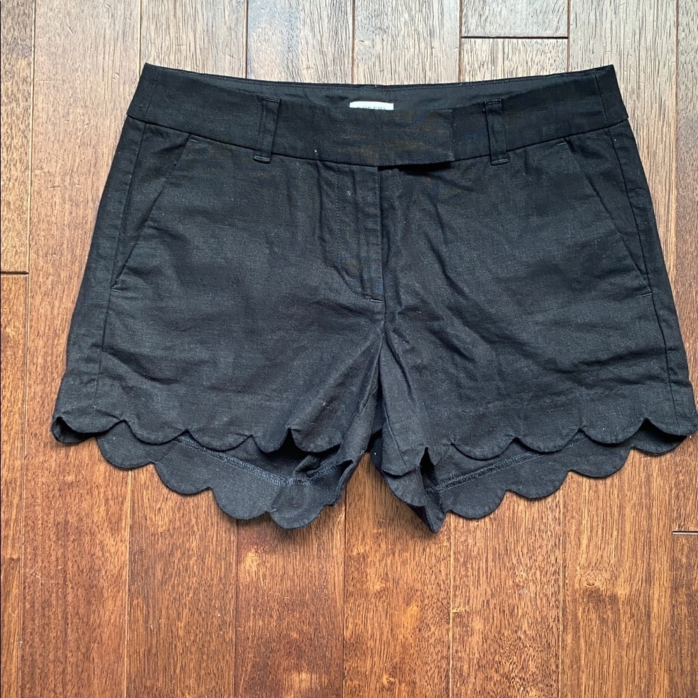 J. Crew Black Scalloped Hem Shorts